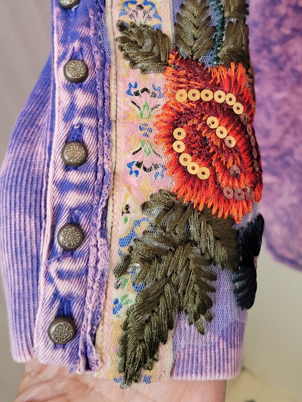 Aratta Silent Journey Medium Purple Tie Dye Embroidered Tunic Dress Top NWT Boho - Picture 5 of 12
